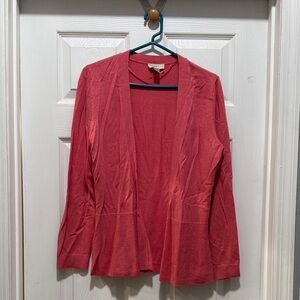 LOFT Coral Open Front Cardigan Sz LP